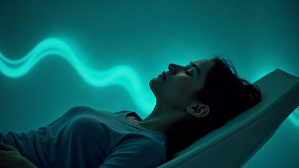 What is weight loss hypnosis — a calm hypnosis session with soft teal light