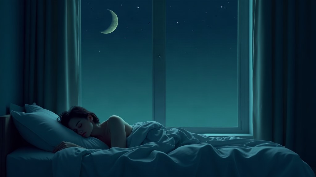 Sleep and weight loss — peaceful bedroom with teal moonlight